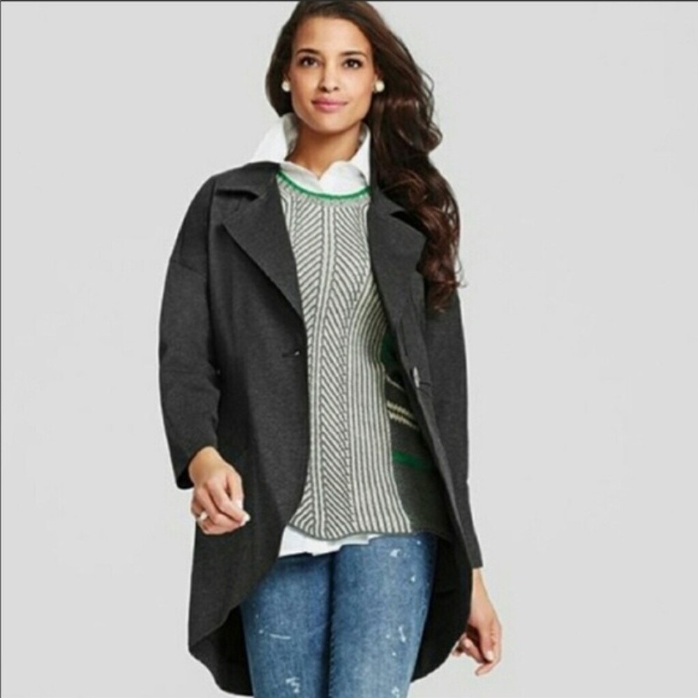 Cabi Lisbon Topper Jacket Sz S Charcoal Grey 994 High Low Ponte Knit Stretch
